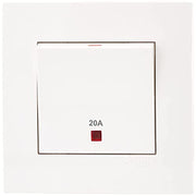 Schneider Electric KB31D20NER Vivace White - 20A 250V 1 Gang Double Pole Switch with Neon and Earth/Water Heater